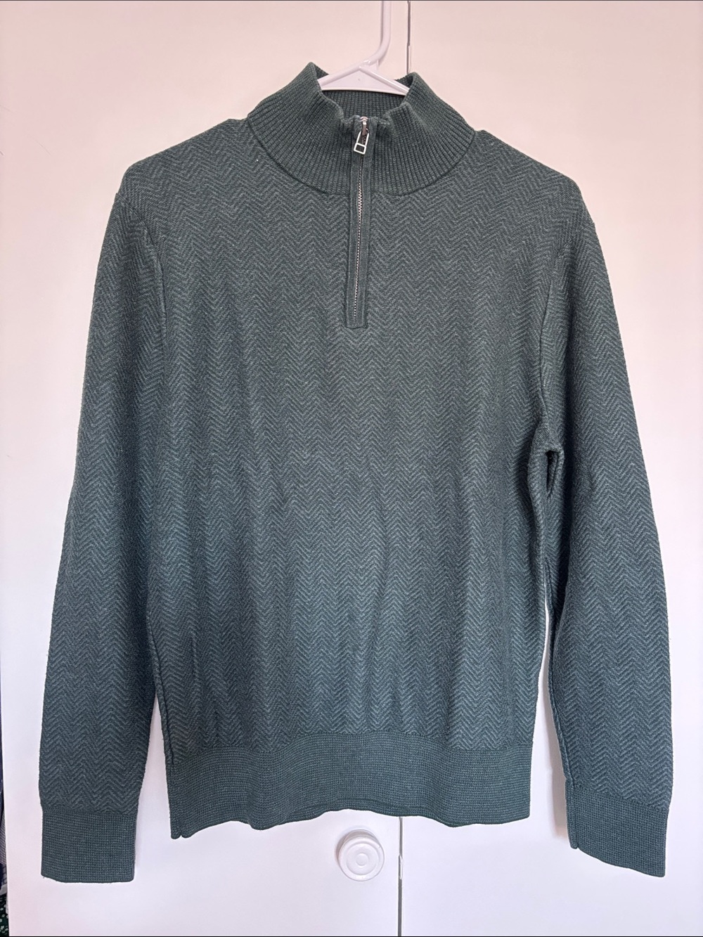 Men's Teal Bonobos Quarter-Zip Sweater in M